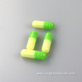 Size 00 yellow and green capsules